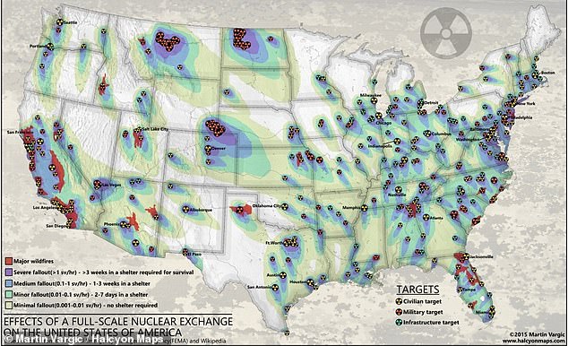 MAP خنک کننده نشان می دهد که 75 ٪ از جمعیت ایالات متحده در صورت حمله هسته ای می توانند از بین بروند