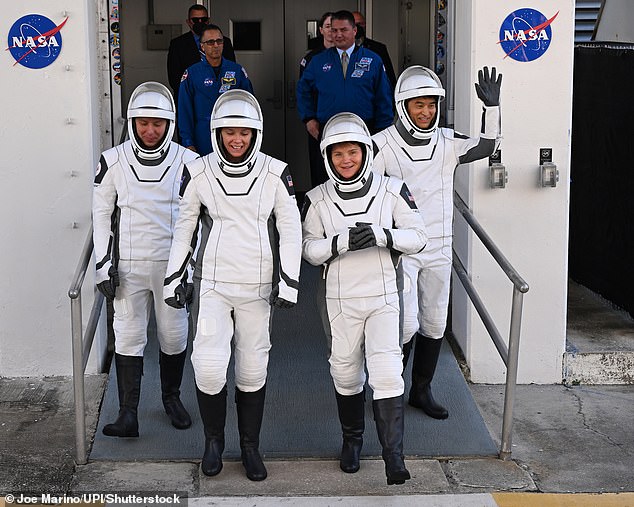 SpaceX's Crew-10 mission will bring a team of four astronauts to the ISS: Roscosmos Cosmonaut Kiril Peskov (L), NASA Astronaut Nichole Ayers (2nd L), NASA Astronaut Anne McClain (3rd L) and JAXA Astronaut Takuya Onishi