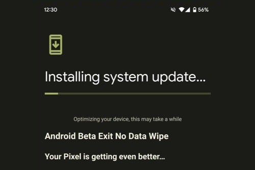 'Android Beta Exit بدون پاک کردن داده ها" در واقع هنگام بارگیری یک به روزرسانی سیستم. | اعتبار تصویر - 9to5Google - ممکن است اکنون که Google این کار را انجام داده است ، Android Beta را آزمایش کنید