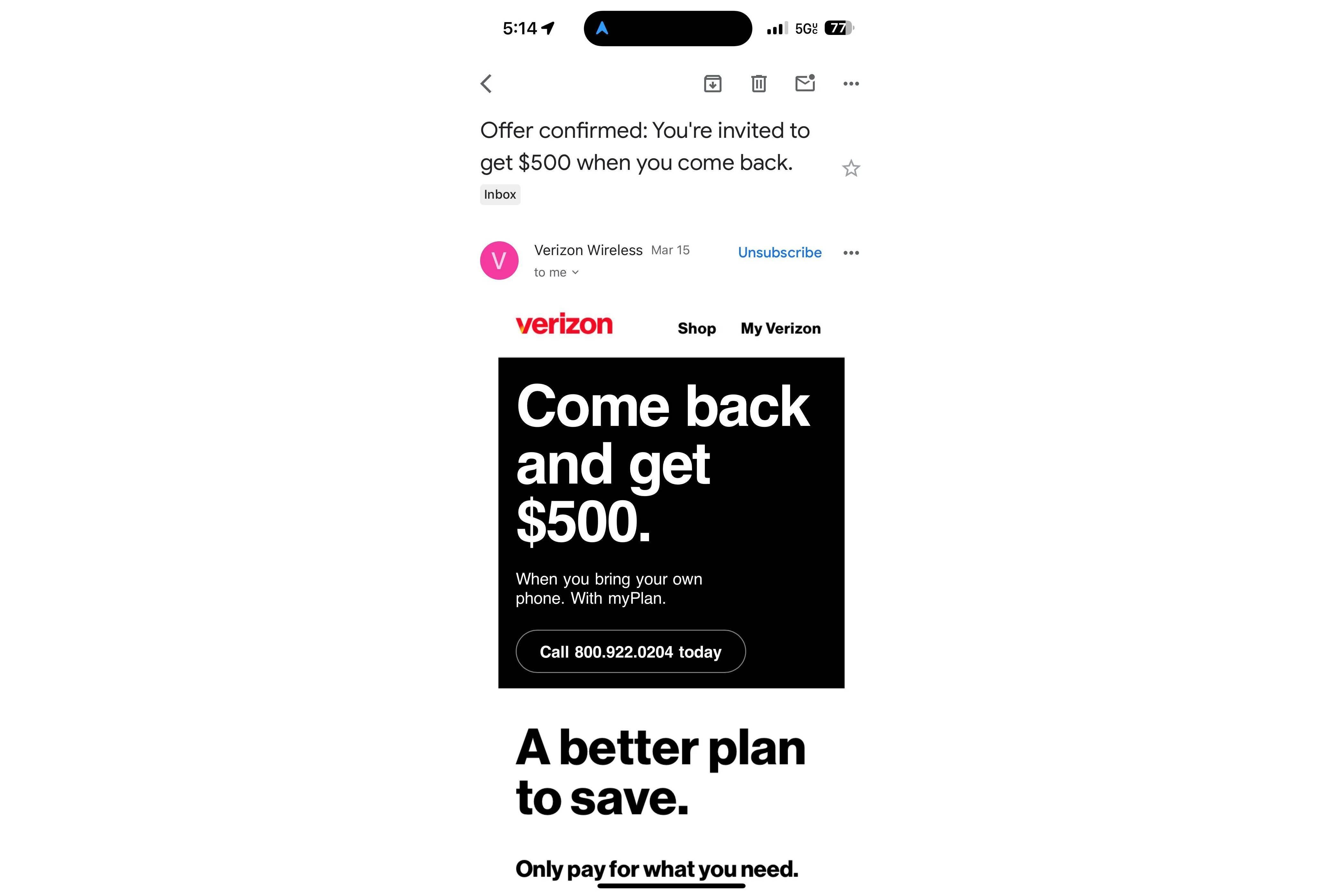 پیشنهاد سوئیچ Verizon T-Mobile