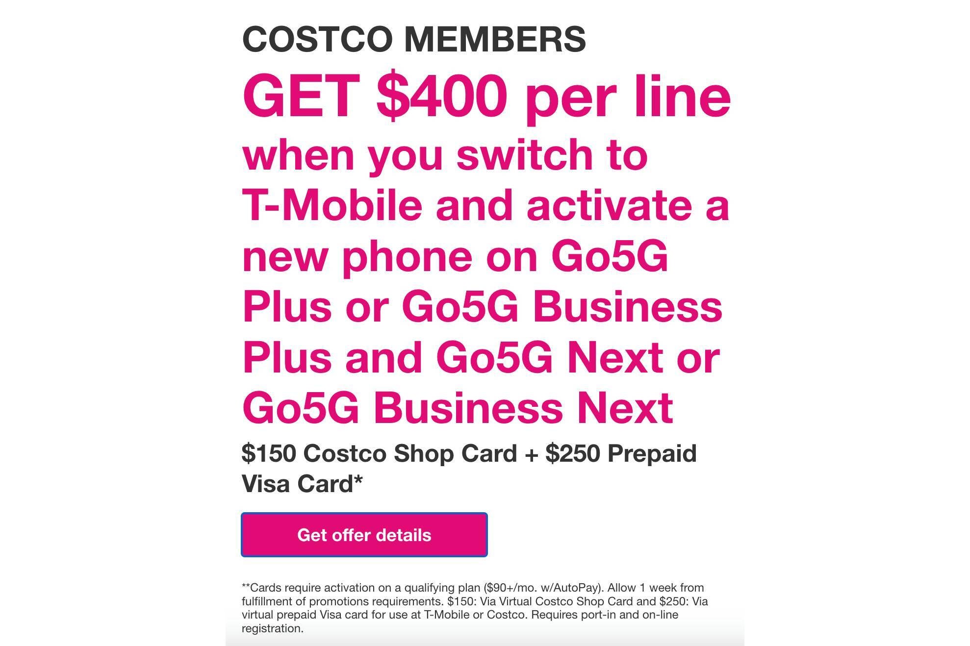 T-Mobile و Costco معامله جدیدی برای مشتریانی دارند که به دنبال خنثی کردن ارائه دهنده فعلی خود هستند. | اعتبار تصویر - Costco - T -Mobile به خوبی می تواند وفاداری شما را با آخرین پیشنهاد خود خریداری کند