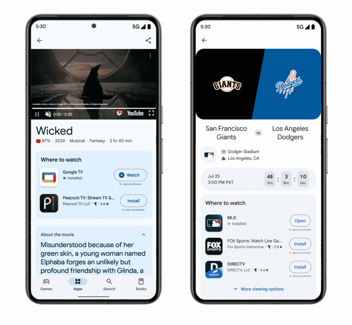 تصویر Google Play YouTube لیست پخش و صفحات ورزشی