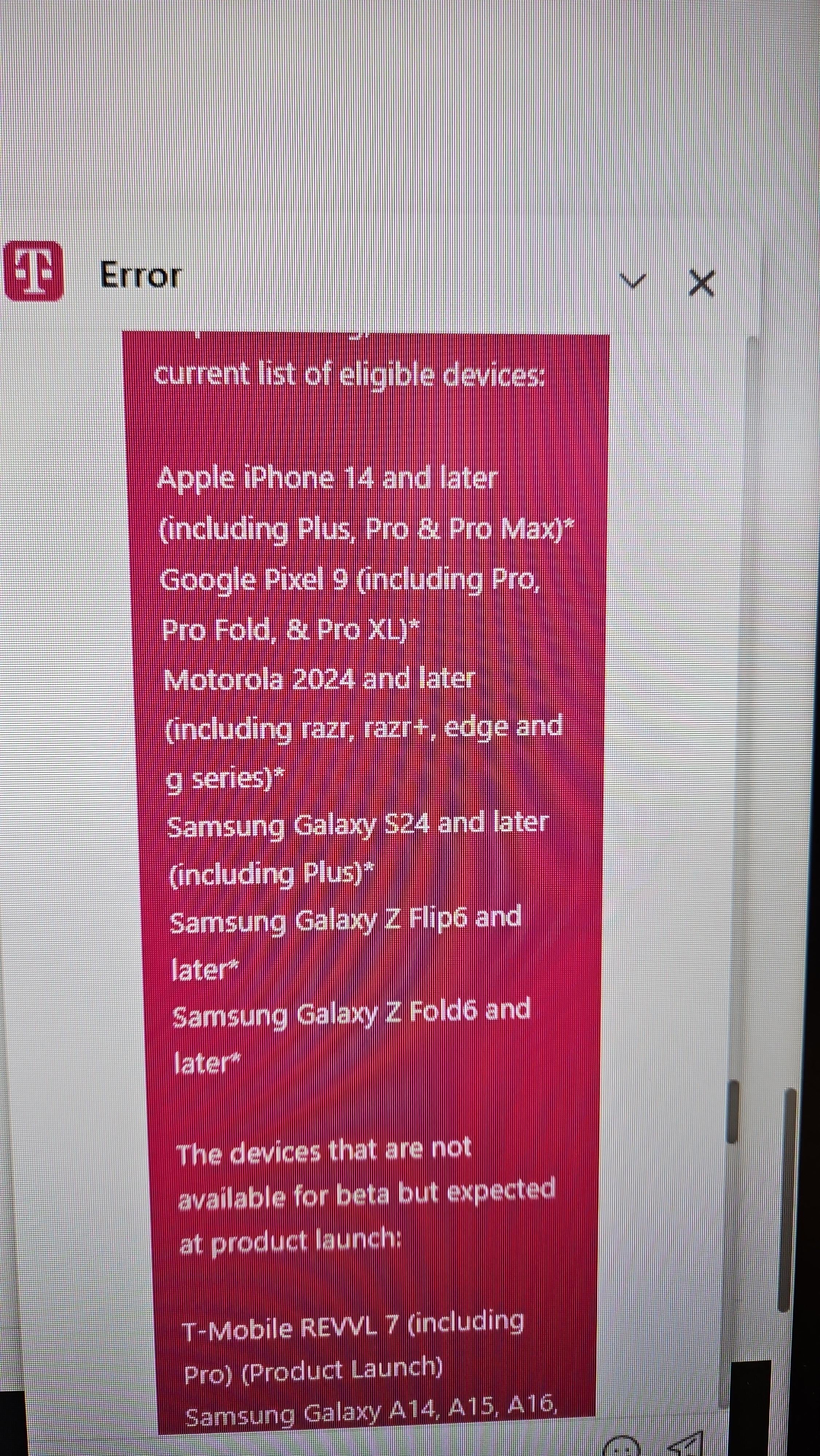لیست به روز شده دستگاه های سازگار برای T-Mobile Starlink Beta. | اعتبار تصویر - Reddit - لیست دستگاه های واجد شرایط T -Mobile Starlink Beta کاهش یافته است ، برخی از تلفن ها دیگر مجاز نیستند