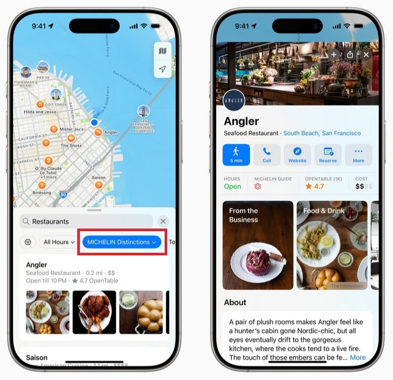رستوران هایی را با ستاره های میشلن با استفاده از نقشه های اپل پیدا کنید. | Apple Apple Image - Apple Maps توصیه هایی را از طرف متخصصان مانند میشلین ، گلف هضم و موارد دیگر اضافه می کند
